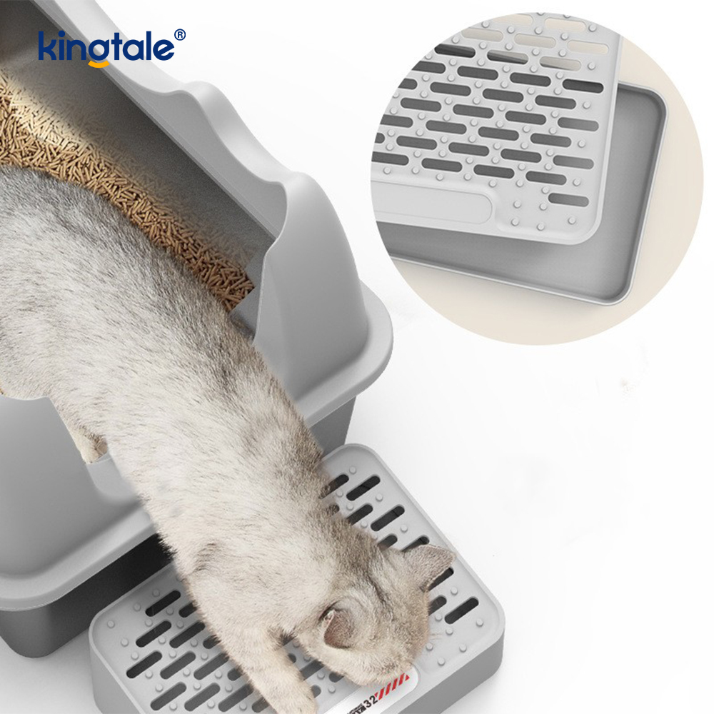 Kattenbak van roestvrij staal met voetpedaal Metalen kattenbak Hoogzijdig, nooit
