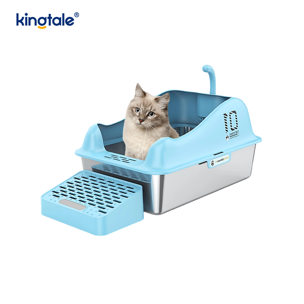 Kattenbak van roestvrij staal met voetpedaal Metalen kattenbak Hoogzijdig, nooit
