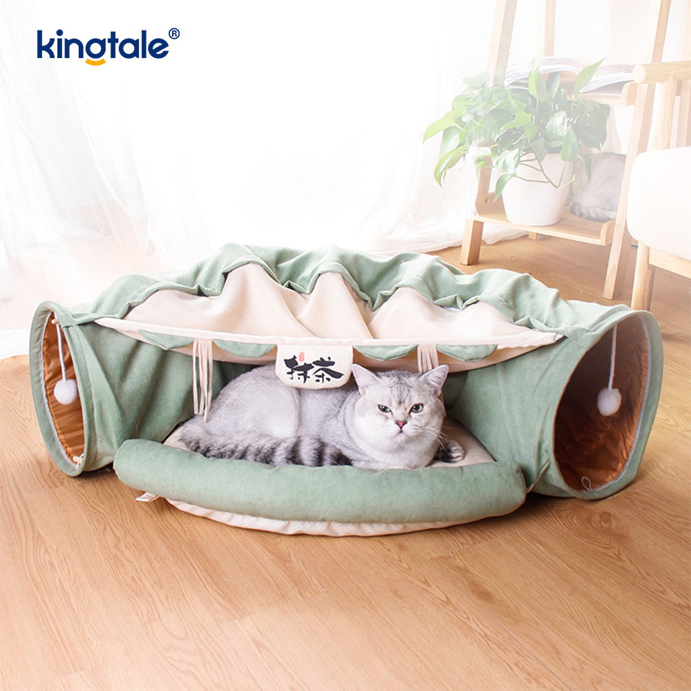 Opvouwbare kattenspeeltunnel Interactief speelgoeddoolhof Kattenhuistunnels voor binnen