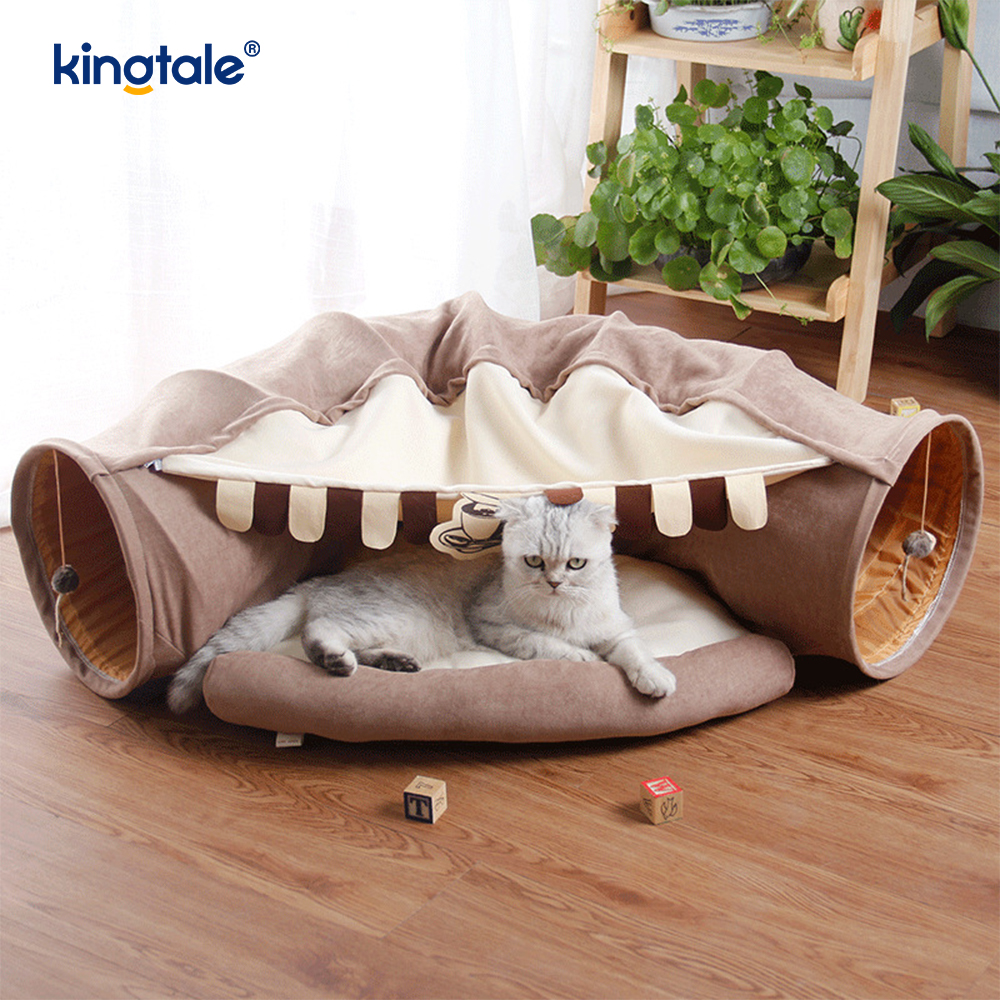 Opvouwbare kattenspeeltunnel Interactief speelgoeddoolhof Kattenhuistunnels voor binnen