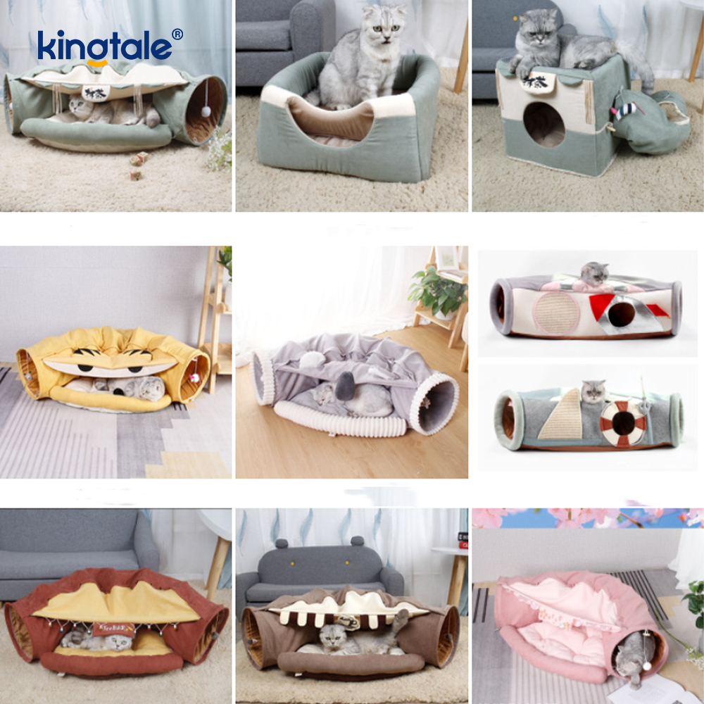 Opvouwbare kattenspeeltunnel Interactief speelgoeddoolhof Kattenhuistunnels voor binnen