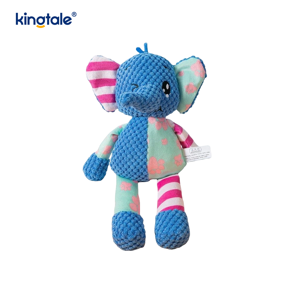 Blauwe olifant zachte pluche huisdier speelgoed met machinewasbare blauwe stof