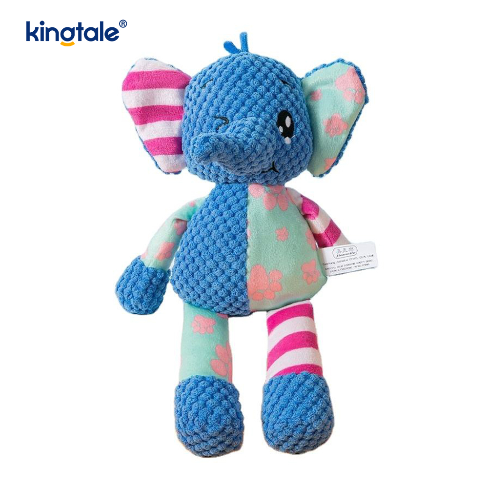 Blauwe olifant zachte pluche huisdier speelgoed met machinewasbare blauwe stof