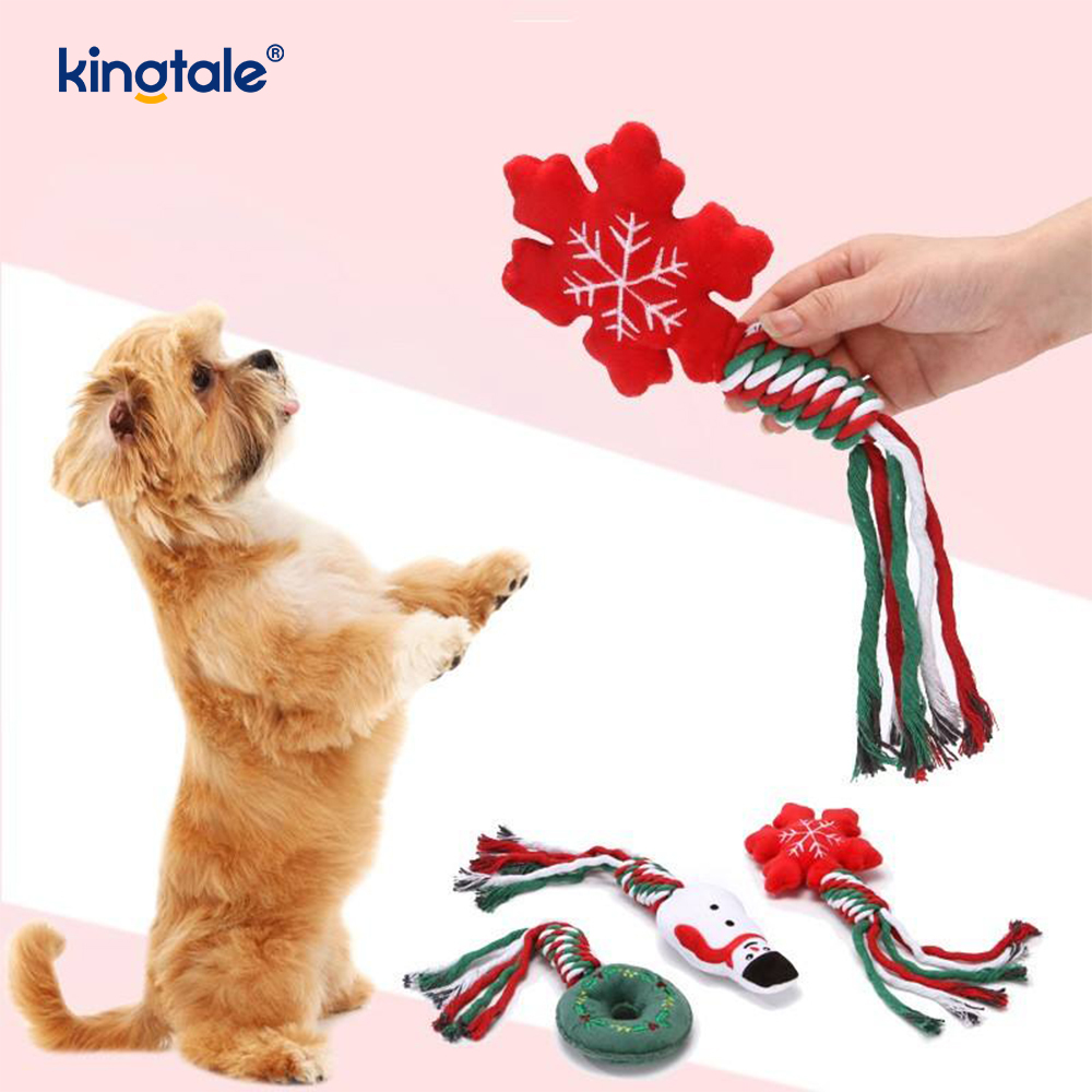 Huisdier kersttouw knuffels puppy kauwspeeltje voor tandjes