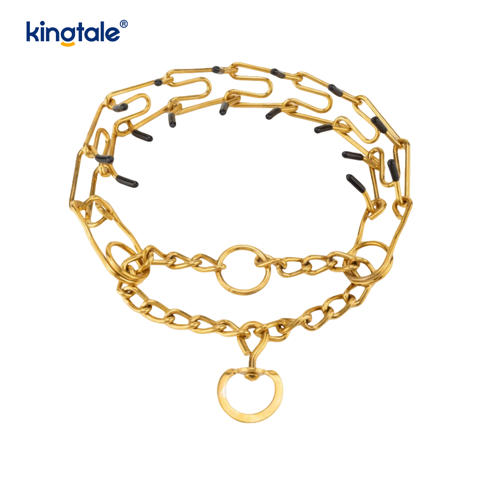 Pet Pinch Choke Halsbanden Koolstofstaal Metalen Prong Hondentrainingshalsband