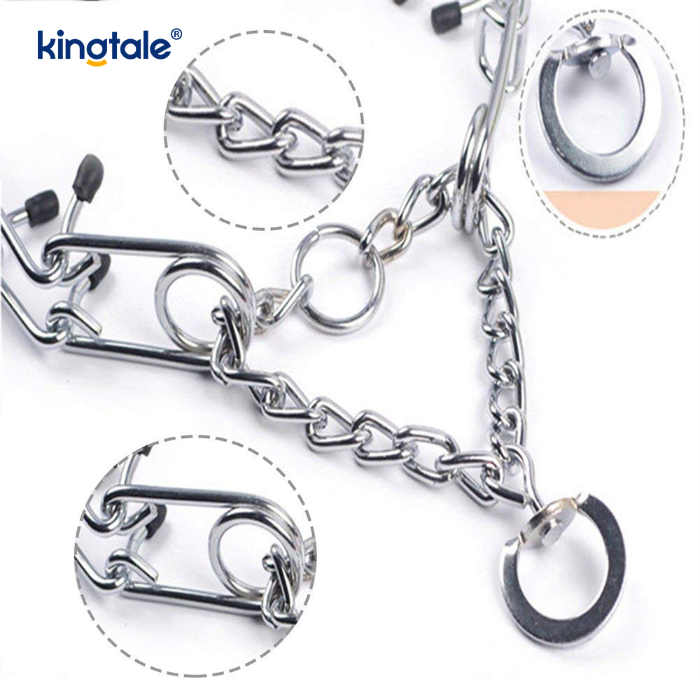 Pet Pinch Choke Halsbanden Koolstofstaal Metalen Prong Hondentrainingshalsband