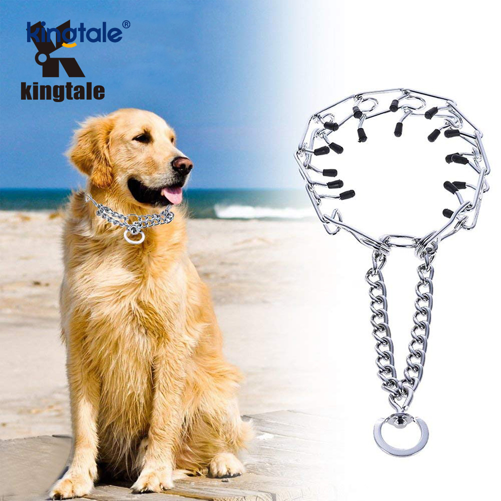 Pet Pinch Choke Halsbanden Koolstofstaal Metalen Prong Hondentrainingshalsband