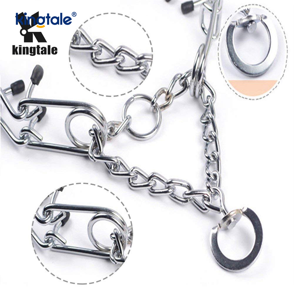 Pet Pinch Choke Halsbanden Koolstofstaal Metalen Prong Hondentrainingshalsband