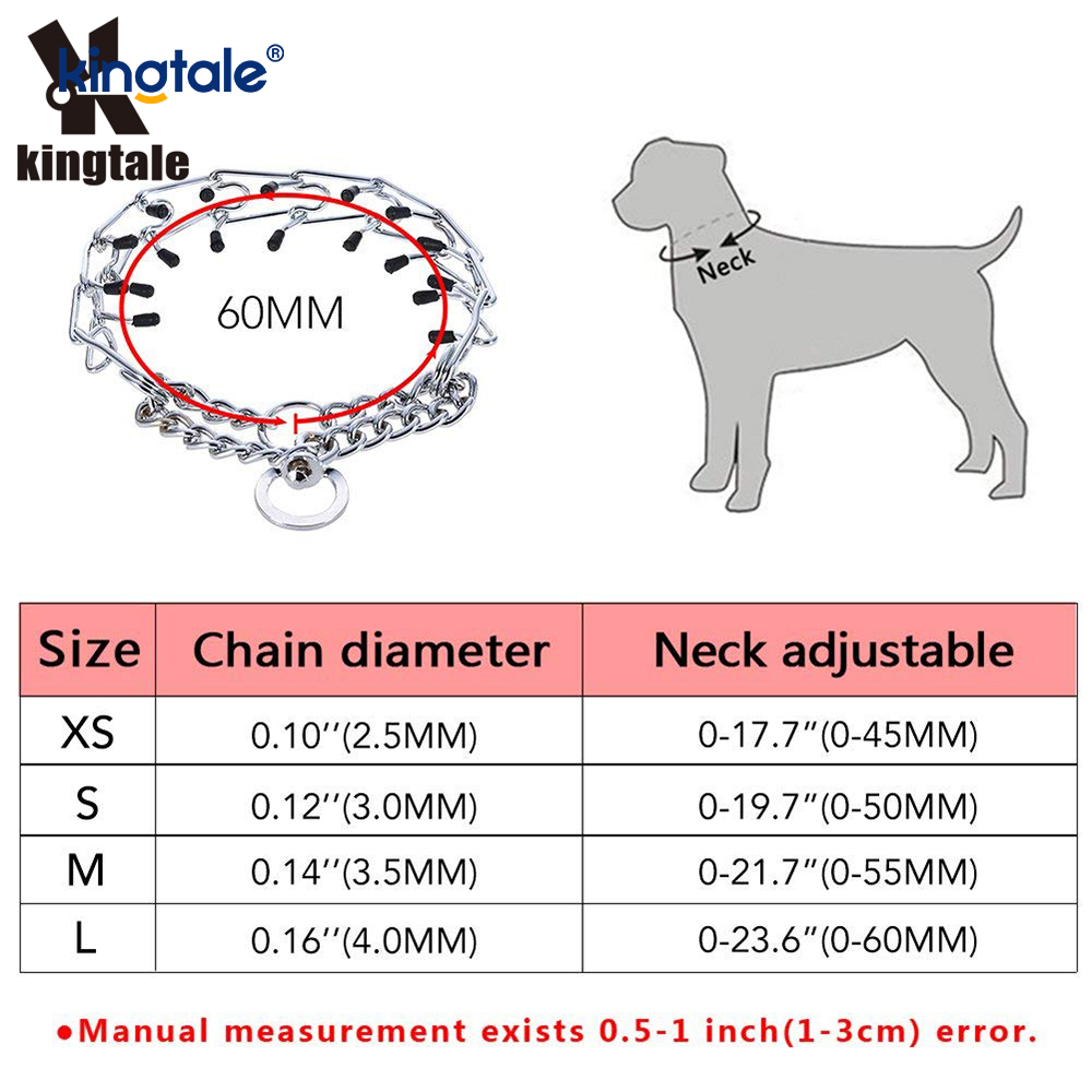 Pet Pinch Choke Halsbanden Koolstofstaal Metalen Prong Hondentrainingshalsband