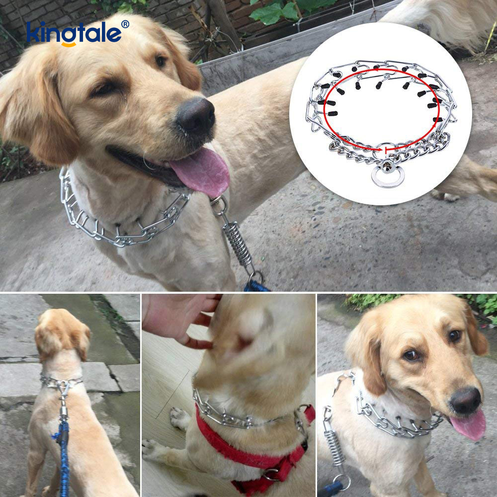 Pet Pinch Choke Halsbanden Koolstofstaal Metalen Prong Hondentrainingshalsband