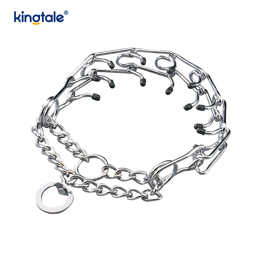 Pet Pinch Choke Halsbanden Koolstofstaal Metalen Prong Hondentrainingshalsband