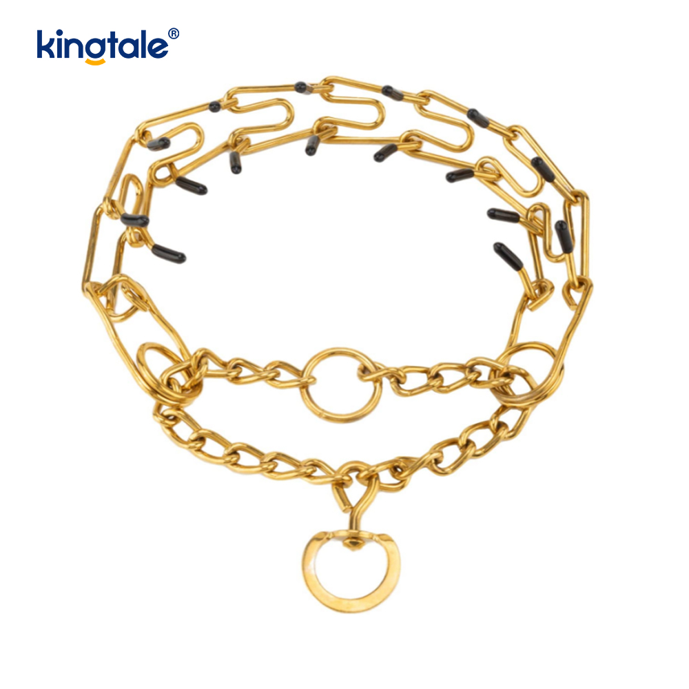 Pet Pinch Choke Halsbanden Koolstofstaal Metalen Prong Hondentrainingshalsband