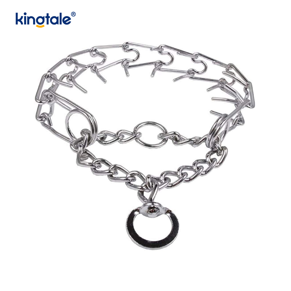 Pet Pinch Choke Halsbanden Koolstofstaal Metalen Prong Hondentrainingshalsband