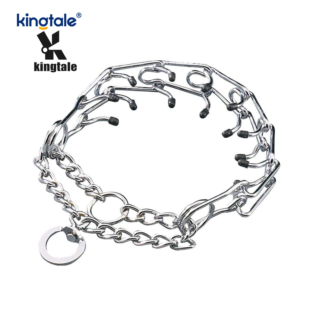Pet Pinch Choke Halsbanden Koolstofstaal Metalen Prong Hondentrainingshalsband