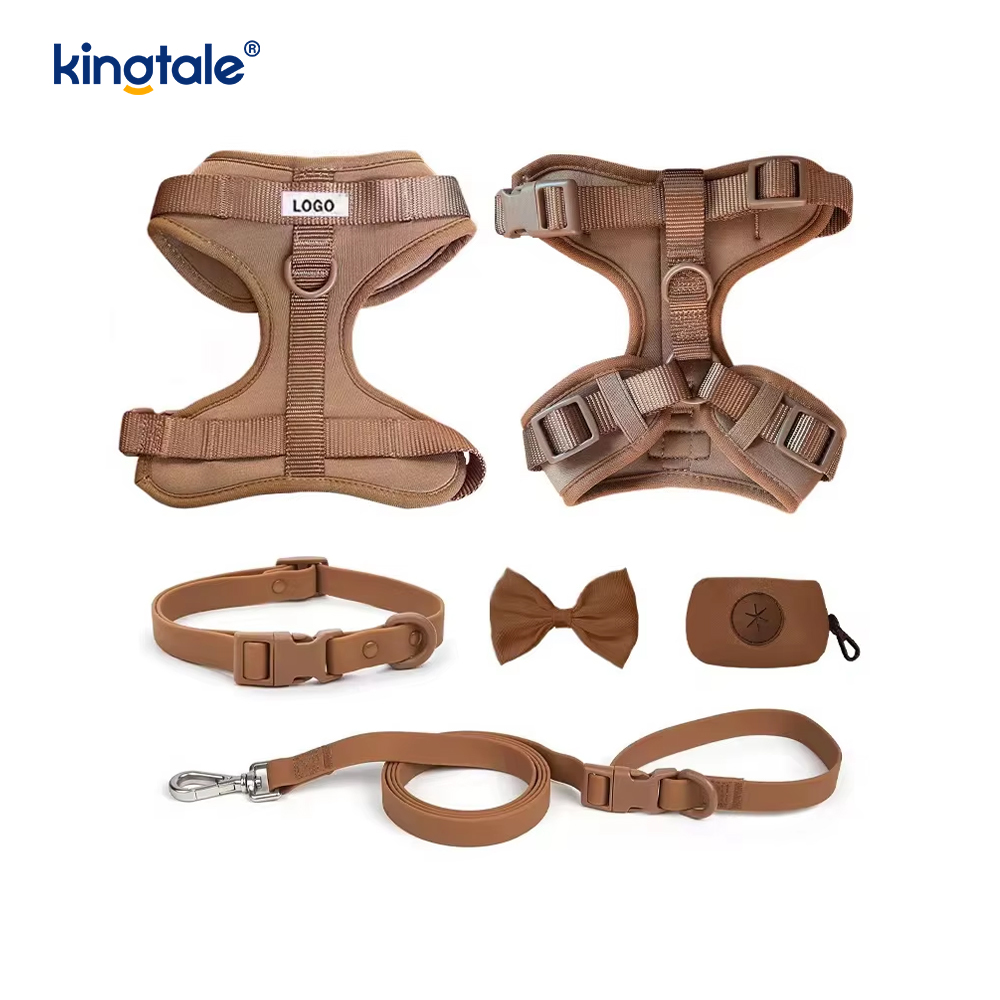 Aangepaste modieuze lichtgewicht waterdichte PVC hondenharnas riem halsband