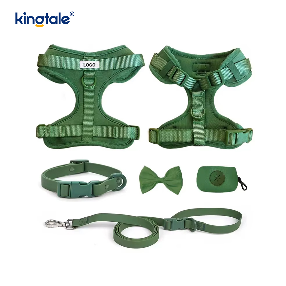 Aangepaste modieuze lichtgewicht waterdichte PVC hondenharnas riem halsband