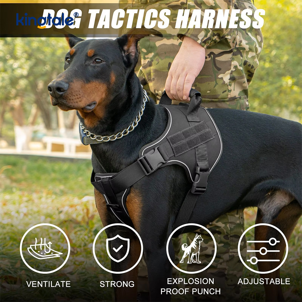 Reflecterend tactisch, robuust tactisch hondentuig zonder trekkracht voor grote honden