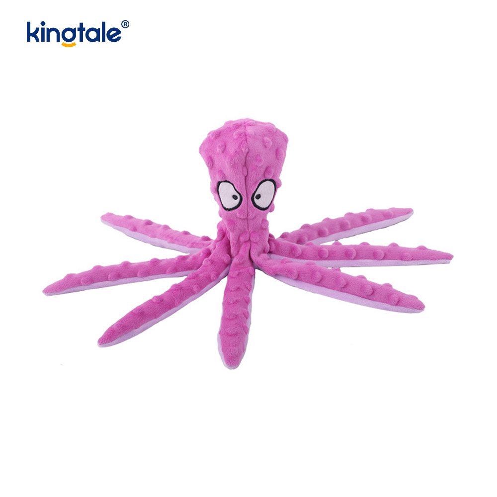 Interactief, duurzaam, piepend pluche huisdierspeeltje met octopusschelp