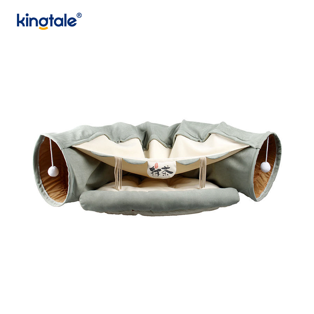 Opvouwbare kattenspeeltunnel Interactief speelgoeddoolhof Kattenhuistunnels voor binnen