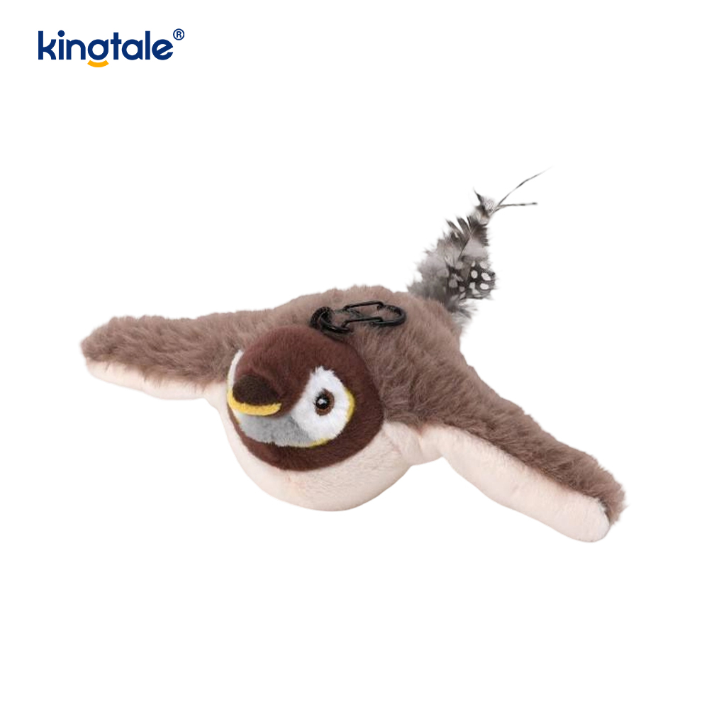 Pluche, realistische vogel/elektrisch oplaadbaar kattenspeeltje dat geluid maakt als het wordt geaaid
